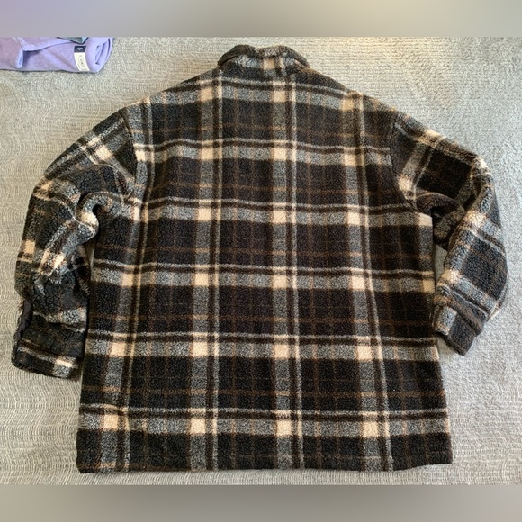 EUC Bullhead VINTAGE Sherpa Fleece Lined Mens Full Zip Jacket Brown Plaid XL - Picture 2 of 14